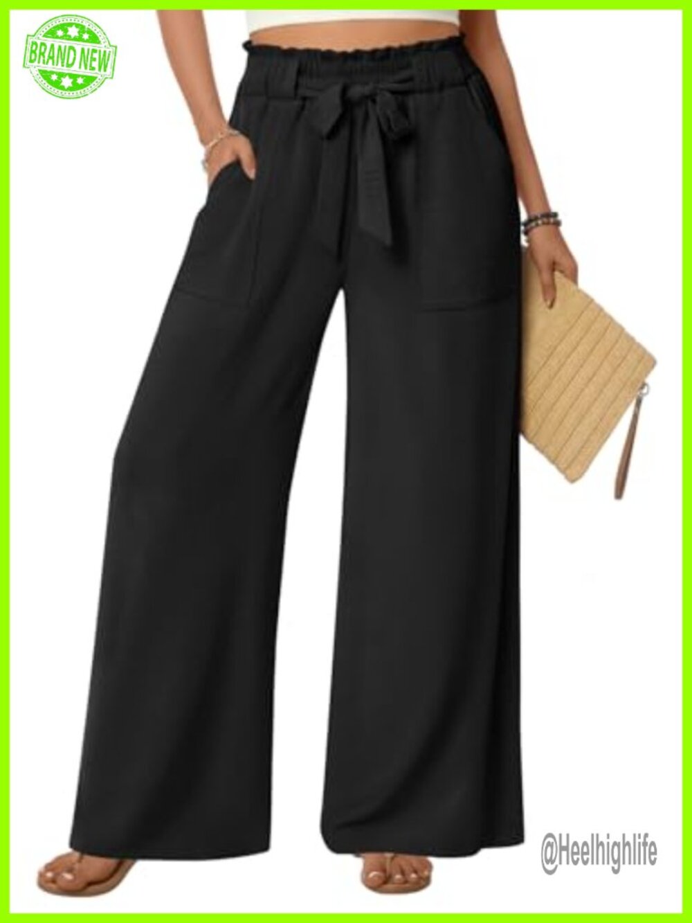 Wide Leg Palazzo Pants High Waist Flowy Work Dressy Casual Pockets